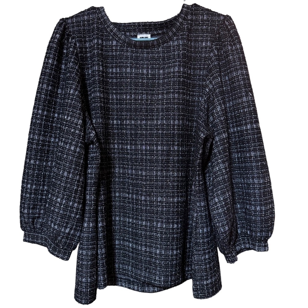 Anne Klein Black Tweed Sparkle Knit Top XL NWT‎